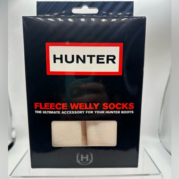 NIB Hunter Boots Cream Fleece Welly Socks Women’s Size MM - Shoe Sz US 5-7 - Picture 1 of 4